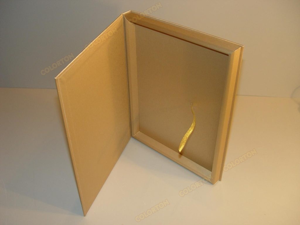 Изображение стандартной коробки золотистой раскрытой